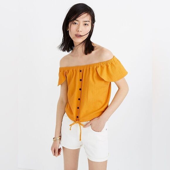 Madewell Texture & Thread Off-the-Shoulder Top - Picture 1 of 7